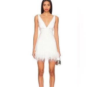 Likely White Feathered Mini Dress